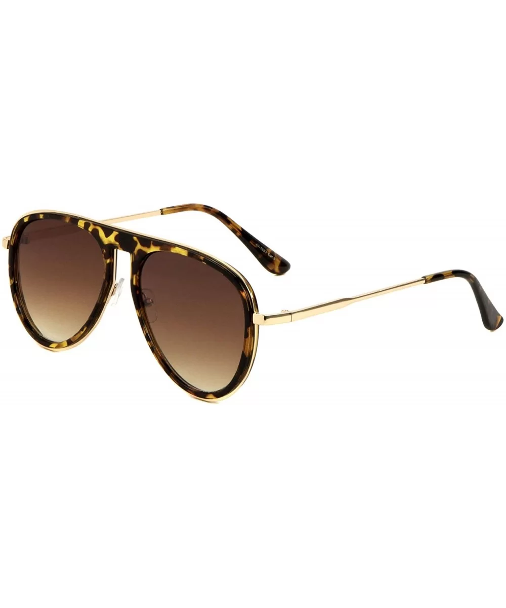 Square Bridgeless Modern Rounded Aviator Sunglasses - Brown Demi - CZ190EUY2SS $12.12 Square