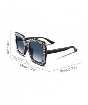 Women Sparkling Crystal Sunglasses Oversized Square Thick Frame B2283 - 8 Black & Grey - C4188HO8H09 $8.66 Cat Eye