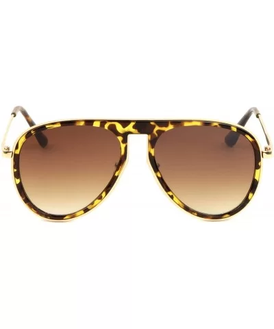 Square Bridgeless Modern Rounded Aviator Sunglasses - Brown Demi - CZ190EUY2SS $12.12 Square