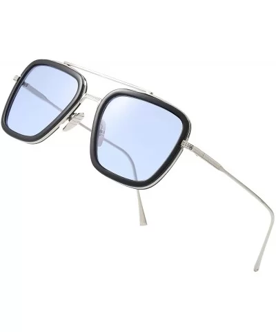 Tony Stark Sunglasses Square Metal Frame Men Women Unisex Vintage Aviator Square Sunglasses - C718WZXLO2S $5.80 Square