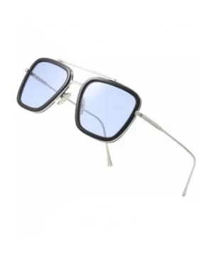 Tony Stark Sunglasses Square Metal Frame Men Women Unisex Vintage Aviator Square Sunglasses - C718WZXLO2S $5.80 Square