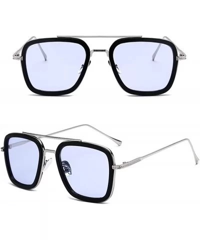 Tony Stark Sunglasses Square Metal Frame Men Women Unisex Vintage Aviator Square Sunglasses - C718WZXLO2S $5.80 Square