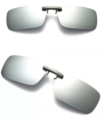 Clip on Sunglasses Men Accessories Women Polarized Night Vision Glasses - Silver Mirror - CA18E9RDORE $5.75 Rimless