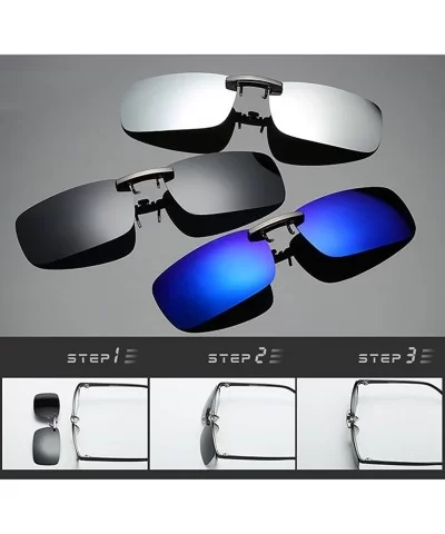 Clip on Sunglasses Men Accessories Women Polarized Night Vision Glasses - Silver Mirror - CA18E9RDORE $5.75 Rimless