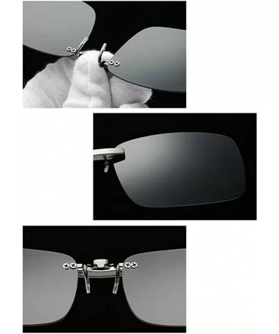 Clip on Sunglasses Men Accessories Women Polarized Night Vision Glasses - Silver Mirror - CA18E9RDORE $5.75 Rimless