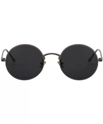 Unisex Men UV400 Round Retro Vintage Sunglasses Women Fashion Glasses Eyeglasses - Black - CI18C8OSZ66 $5.11 Round