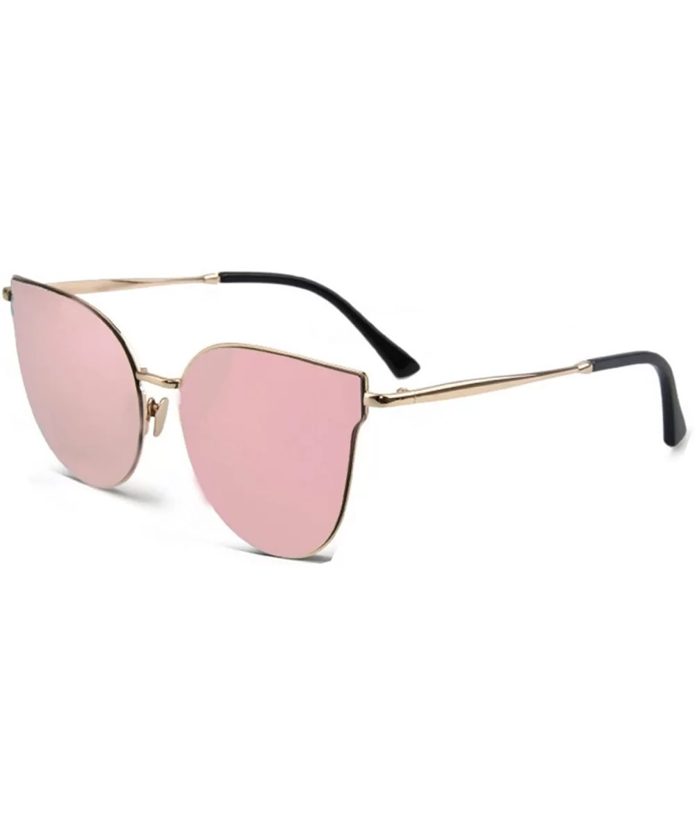 Cat Eye Women Fashion Designer Sunglasses Metal Frame Colored Lens - 86010_c5_gold_pink_mirror - C212NRVBKJI $5.82 Cat Eye