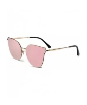 Cat Eye Women Fashion Designer Sunglasses Metal Frame Colored Lens - 86010_c5_gold_pink_mirror - C212NRVBKJI $5.82 Cat Eye