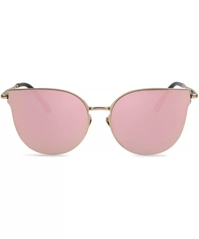 Cat Eye Women Fashion Designer Sunglasses Metal Frame Colored Lens - 86010_c5_gold_pink_mirror - C212NRVBKJI $5.82 Cat Eye