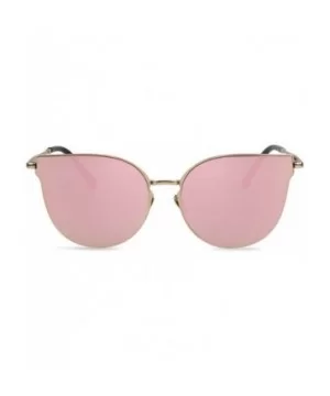 Cat Eye Women Fashion Designer Sunglasses Metal Frame Colored Lens - 86010_c5_gold_pink_mirror - C212NRVBKJI $5.82 Cat Eye