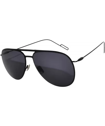 Women's Men's Aviator Oversized Sunglasses Designer Black Frame Smoke Lens - CV17YYM4WHT $7.44 Oversized