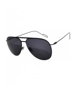 Women's Men's Aviator Oversized Sunglasses Designer Black Frame Smoke Lens - CV17YYM4WHT $7.44 Oversized