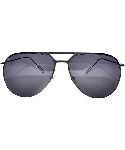 Women's Men's Aviator Oversized Sunglasses Designer Black Frame Smoke Lens - CV17YYM4WHT $7.44 Oversized