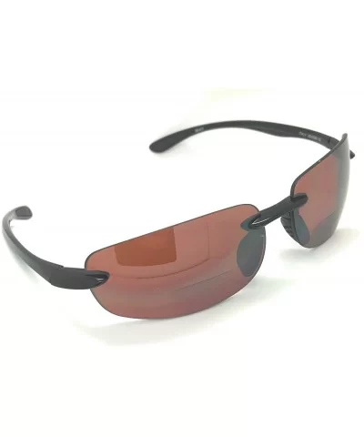 Bifocal Sunglasses Rimless Wrap Sun Readers - Black Frame/Copper Day Driving Lens - C918L0O3X4H $12.62 Wrap