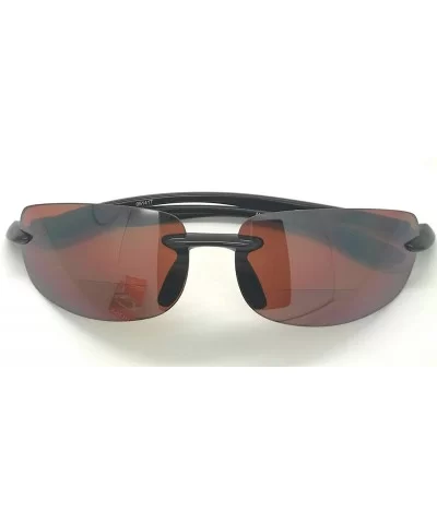 Bifocal Sunglasses Rimless Wrap Sun Readers - Black Frame/Copper Day Driving Lens - C918L0O3X4H $12.62 Wrap