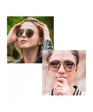 Round Polarized Sunglasses Women Men Classic Small Sunglasses Mirrored Lens - Black Frame/Grey Lens - CC196MAHZN4 $11.52 Round