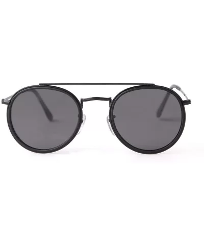 Round Polarized Sunglasses Women Men Classic Small Sunglasses Mirrored Lens - Black Frame/Grey Lens - CC196MAHZN4 $11.52 Round