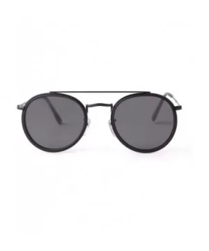 Round Polarized Sunglasses Women Men Classic Small Sunglasses Mirrored Lens - Black Frame/Grey Lens - CC196MAHZN4 $11.52 Round