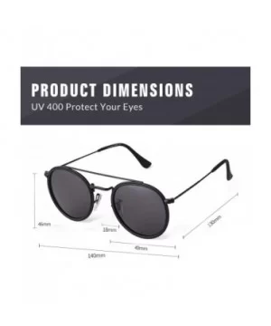 Round Polarized Sunglasses Women Men Classic Small Sunglasses Mirrored Lens - Black Frame/Grey Lens - CC196MAHZN4 $11.52 Round