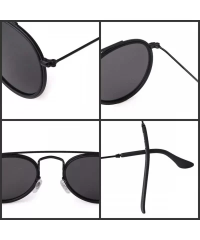 Round Polarized Sunglasses Women Men Classic Small Sunglasses Mirrored Lens - Black Frame/Grey Lens - CC196MAHZN4 $11.52 Round