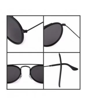 Round Polarized Sunglasses Women Men Classic Small Sunglasses Mirrored Lens - Black Frame/Grey Lens - CC196MAHZN4 $11.52 Round