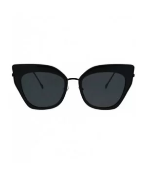 Womens Double Rim Squared Oversize Cat Eye Retro Sunglasses - All Black - CV17Z38HGXR $8.75 Cat Eye