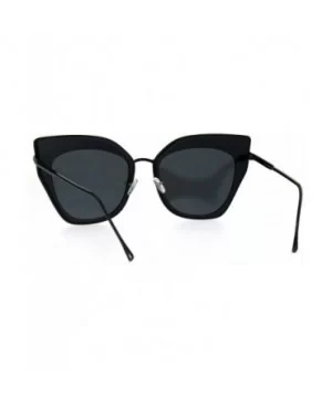 Womens Double Rim Squared Oversize Cat Eye Retro Sunglasses - All Black - CV17Z38HGXR $8.75 Cat Eye