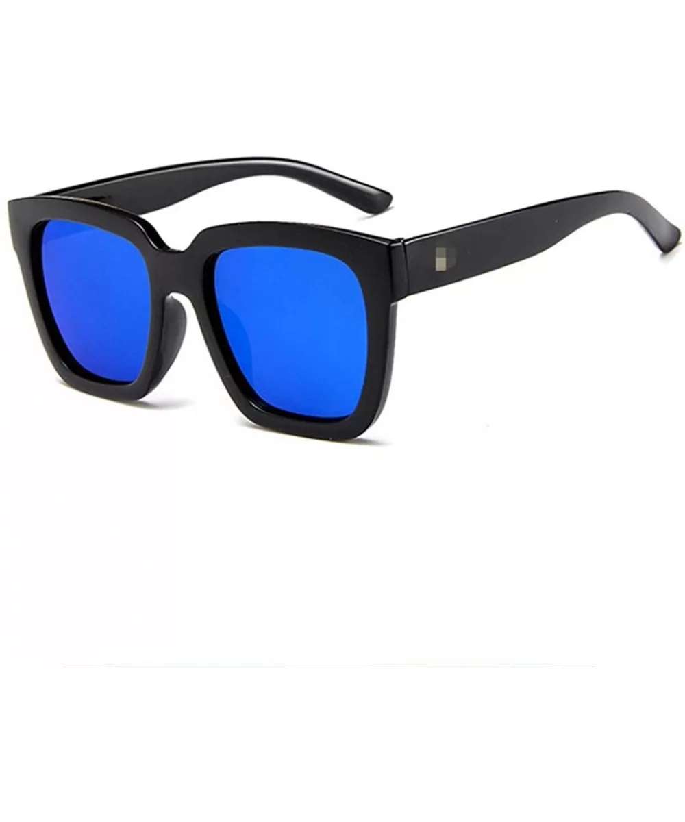 Polarized Sunglasses For Women Colorful Mirrored Lens Fashion Goggle Eyewear - Blue - CW18SMEY8SO $5.83 Wrap