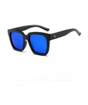 Polarized Sunglasses For Women Colorful Mirrored Lens Fashion Goggle Eyewear - Blue - CW18SMEY8SO $5.83 Wrap