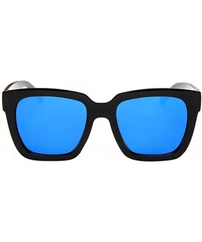 Polarized Sunglasses For Women Colorful Mirrored Lens Fashion Goggle Eyewear - Blue - CW18SMEY8SO $5.83 Wrap