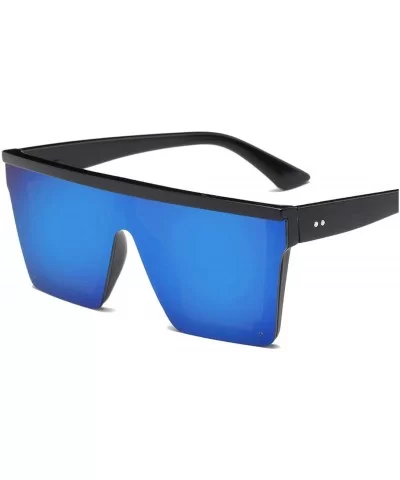 Male Flat Top Sunglasses Men Brand Square Shades UV400 Gradient Sun Glasses Cool One Piece Designer - Blue - CV198ZK7KKE $23....