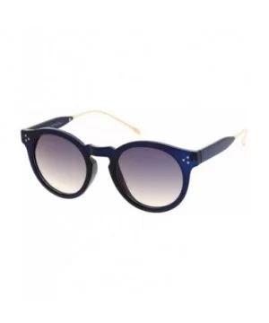 Transparent Metal Temple Keyhole Bridge Mirror Lens P3 Round Sunglasses 50mm - Blue-gold / Blue Mirror - CH12OCKWCR6 $5.51 Round