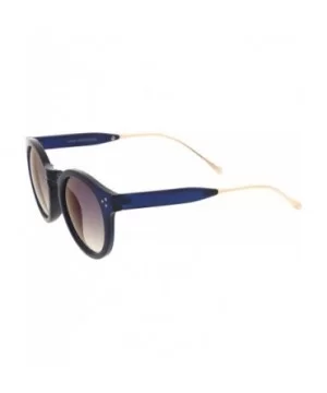 Transparent Metal Temple Keyhole Bridge Mirror Lens P3 Round Sunglasses 50mm - Blue-gold / Blue Mirror - CH12OCKWCR6 $5.51 Round