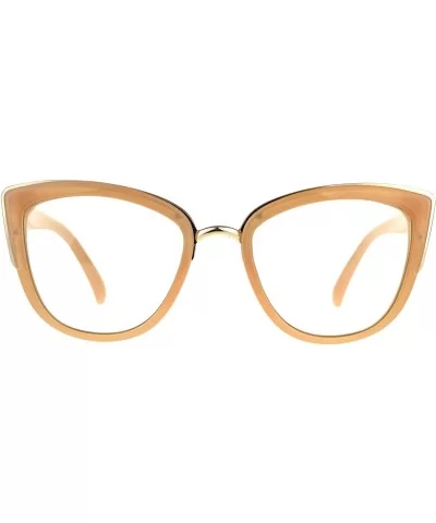 Womens Clear Lens Glasses Square Cateye Butterfly Double Frame UV 400 - Peach - C9189XI6GHR $7.08 Butterfly