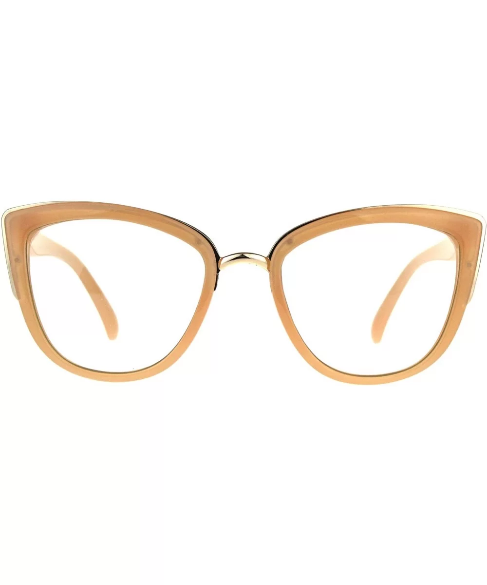 Womens Clear Lens Glasses Square Cateye Butterfly Double Frame UV 400 - Peach - C9189XI6GHR $7.08 Butterfly