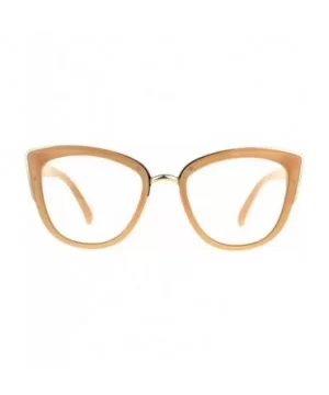 Womens Clear Lens Glasses Square Cateye Butterfly Double Frame UV 400 - Peach - C9189XI6GHR $7.08 Butterfly