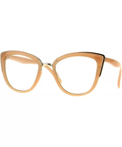 Womens Clear Lens Glasses Square Cateye Butterfly Double Frame UV 400 - Peach - C9189XI6GHR $7.08 Butterfly