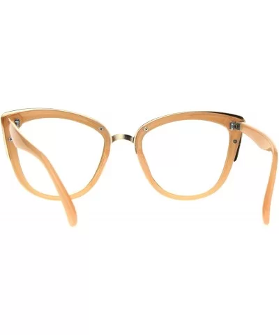 Womens Clear Lens Glasses Square Cateye Butterfly Double Frame UV 400 - Peach - C9189XI6GHR $7.08 Butterfly