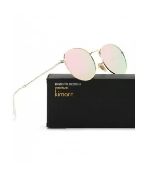 Polarized Sunglasses Small Round Metal Frame Mirrored Lens Glasses K0556 - Gold&pink - CX18CEN8ZG5 $7.91 Round