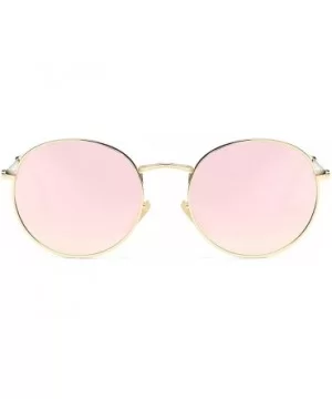 Polarized Sunglasses Small Round Metal Frame Mirrored Lens Glasses K0556 - Gold&pink - CX18CEN8ZG5 $7.91 Round