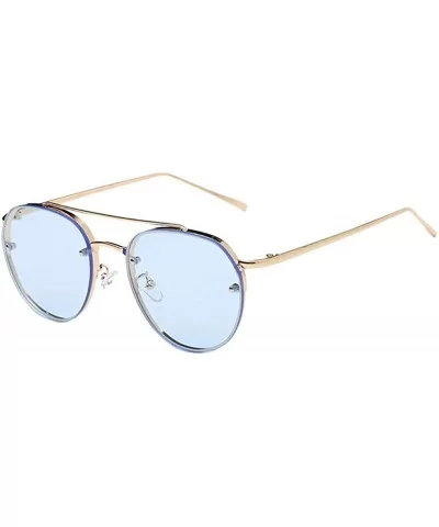 Women Fashion Circular Sunglasses Metal Frame Sunglasses Brand Classic Colorful Tone Mirr - D - CU18SQ2KLEM $6.80 Aviator