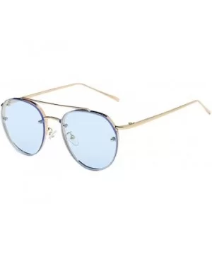 Women Fashion Circular Sunglasses Metal Frame Sunglasses Brand Classic Colorful Tone Mirr - D - CU18SQ2KLEM $6.80 Aviator