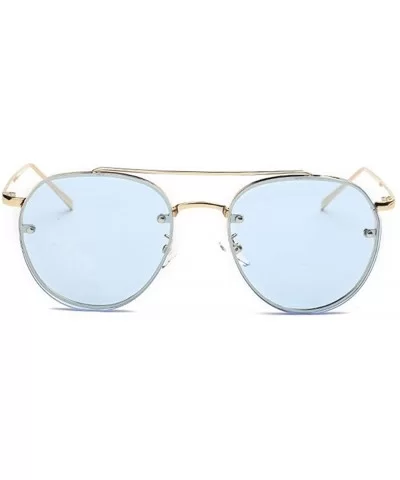 Women Fashion Circular Sunglasses Metal Frame Sunglasses Brand Classic Colorful Tone Mirr - D - CU18SQ2KLEM $6.80 Aviator