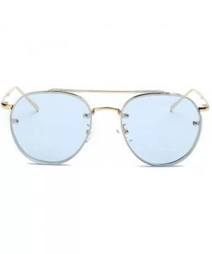 Women Fashion Circular Sunglasses Metal Frame Sunglasses Brand Classic Colorful Tone Mirr - D - CU18SQ2KLEM $6.80 Aviator