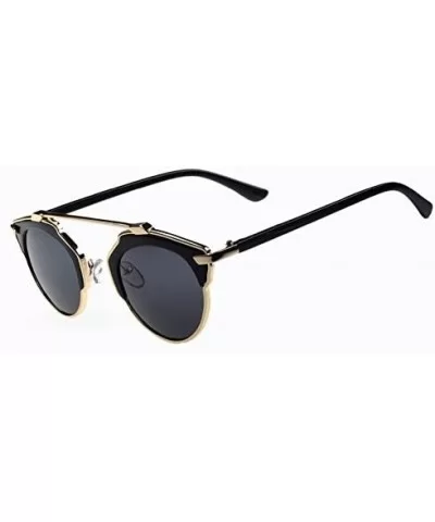 Men's and Women's So real Fashion Cat eyes UV-resistant Sun glasses - Shining Black Gold /Black Grey - CC12DIB0IFV $9.40 Cat Eye