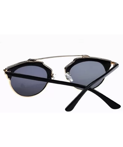 Men's and Women's So real Fashion Cat eyes UV-resistant Sun glasses - Shining Black Gold /Black Grey - CC12DIB0IFV $9.40 Cat Eye