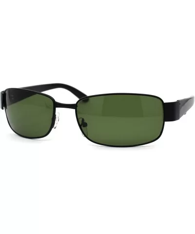 Tempered Glass Lens Rectangular Luxury Mens Designer Sunglasses - Black Green - CY195RC3M59 $6.42 Rectangular