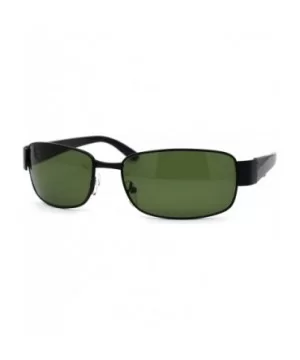 Tempered Glass Lens Rectangular Luxury Mens Designer Sunglasses - Black Green - CY195RC3M59 $6.42 Rectangular