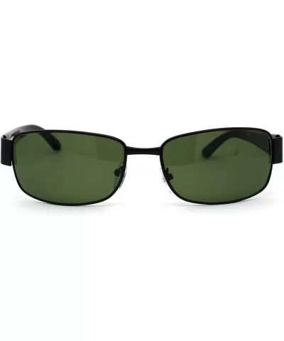 Tempered Glass Lens Rectangular Luxury Mens Designer Sunglasses - Black Green - CY195RC3M59 $6.42 Rectangular