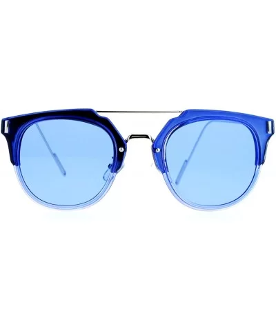 Womens Designer Fashion Sunglasses Flat Top Bar Flat Lens Frame UV400 - Blue - CV1882Y7EDG $8.07 Wayfarer